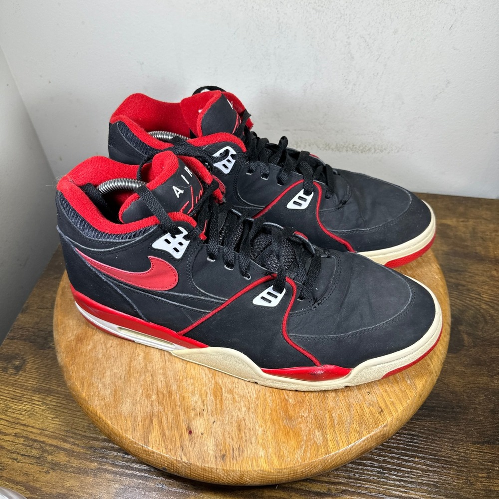 Nike Air Flight 89 Black Red Bred 2011 Retro Basketball Shoes 306252-060 Mens 12